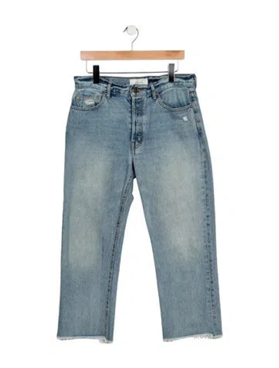 Pre-owned The Great Mid-rise Straight Leg Jeans In Blue