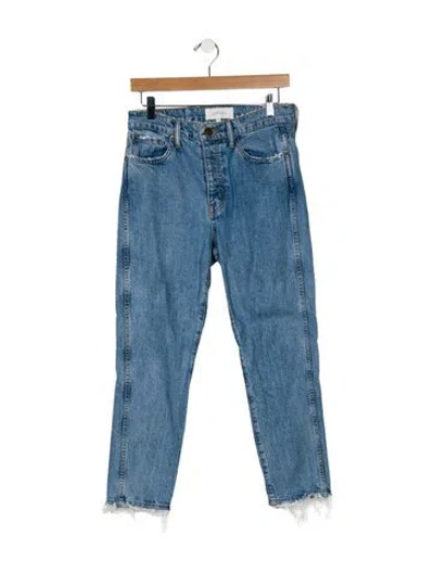 Pre-owned The Great Mid-rise Straight Leg Jeans In Blue