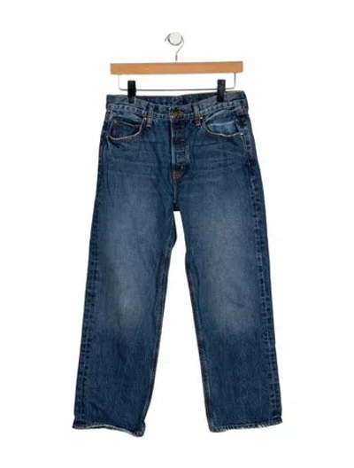 Pre-owned The Great Mid-rise Straight Leg Jeans In Blue