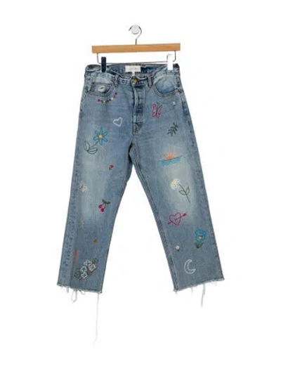 Pre-owned The Great Mid-rise Straight Leg Jeans In Blue