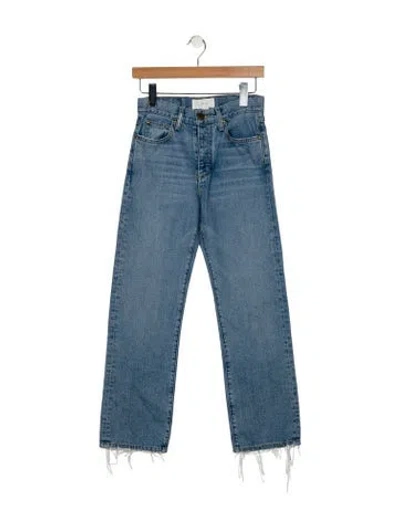 Pre-owned The Great Mid-rise Straight Leg Jeans In Blue