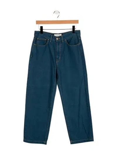 Pre-owned The Great Mid-rise Straight Leg Jeans In Blue