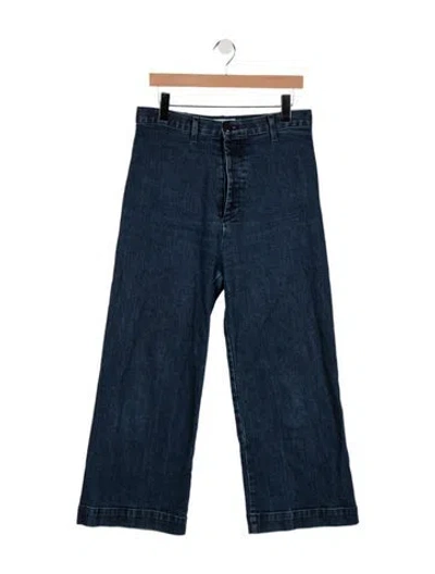 Pre-owned The Great Mid-rise Straight Leg Jeans In Blue