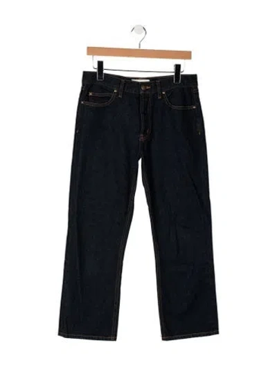 Pre-owned The Great Mid-rise Straight Leg Jeans In Blue