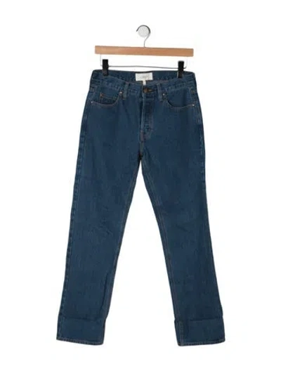 Pre-owned The Great Mid-rise Straight Leg Jeans In Blue