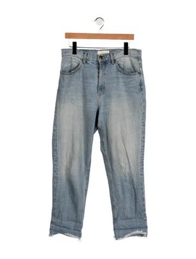 Pre-owned The Great Mid-rise Straight Leg Jeans In Blue