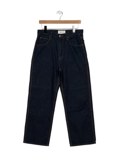 Pre-owned The Great Mid-rise Straight Leg Jeans In Blue