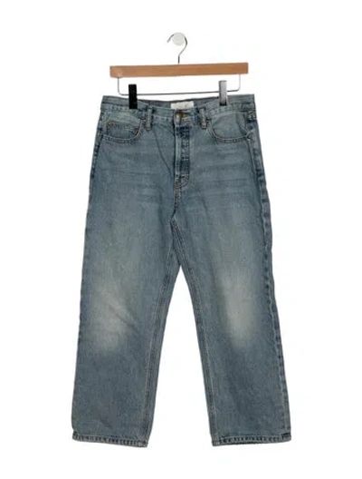Pre-owned The Great Mid-rise Straight Leg Jeans In Blue