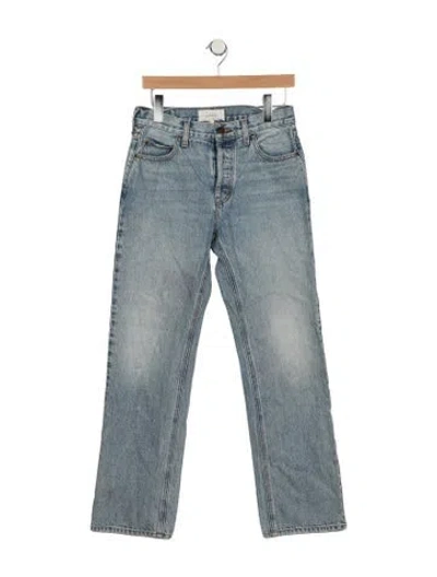 Pre-owned The Great Mid-rise Straight Leg Jeans In Blue