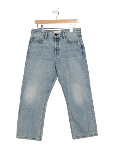 Pre-owned The Great Mid-rise Straight Leg Jeans In Blue