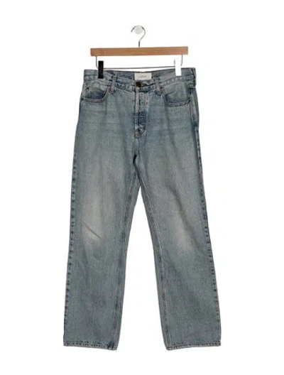 Pre-owned The Great Mid-rise Straight Leg Jeans In Blue