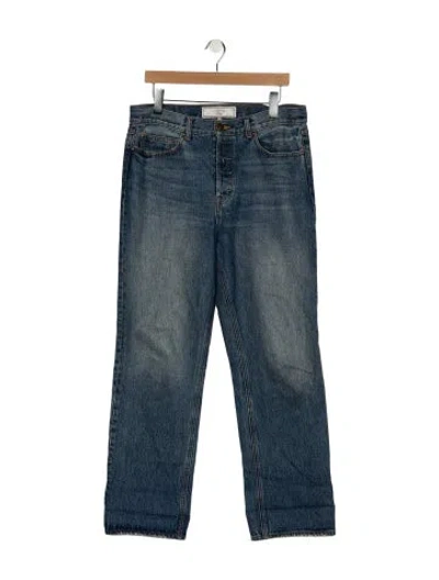 Pre-owned The Great Mid-rise Straight Leg Jeans In Blue
