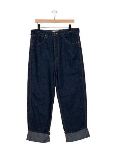 Pre-owned The Great Mid-rise Straight Leg Jeans In Blue