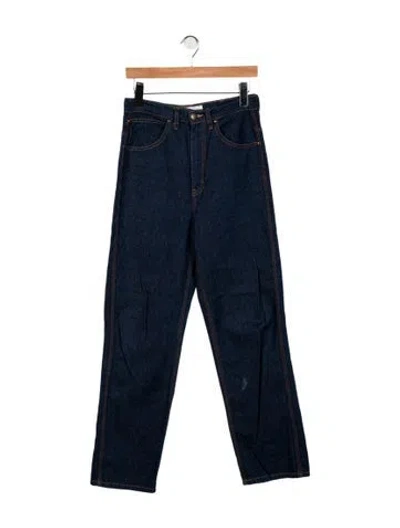Pre-owned The Great Mid-rise Straight Leg Jeans In Blue