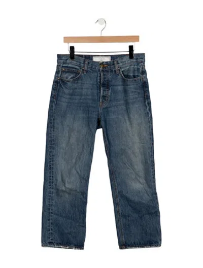 Pre-owned The Great Mid-rise Straight Leg Jeans In Blue