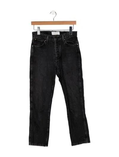 Pre-owned The Great Mid-rise Straight Leg Jeans In Gray