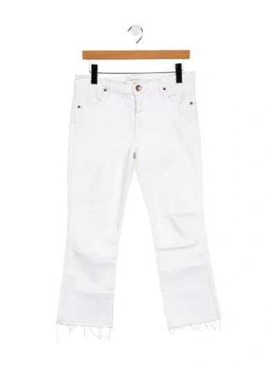 Pre-owned The Great Mid-rise Straight Leg Jeans In White