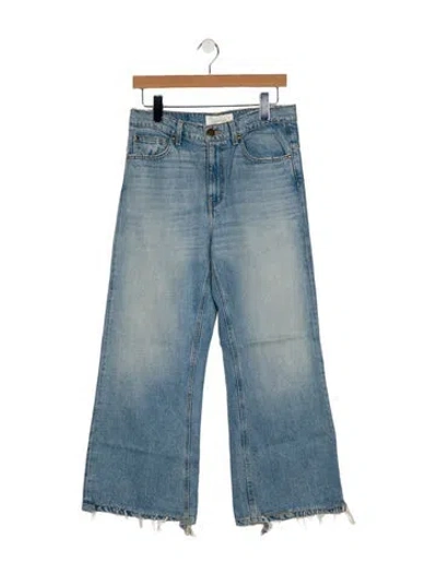 Pre-owned The Great Mid-rise Wide Leg Jeans In Blue