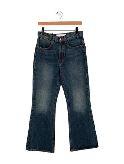 Pre-owned The Great Mid-rise Wide Leg Jeans In Blue
