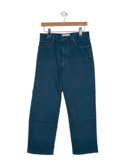 Pre-owned The Great Mid-rise Wide Leg Jeans In Blue