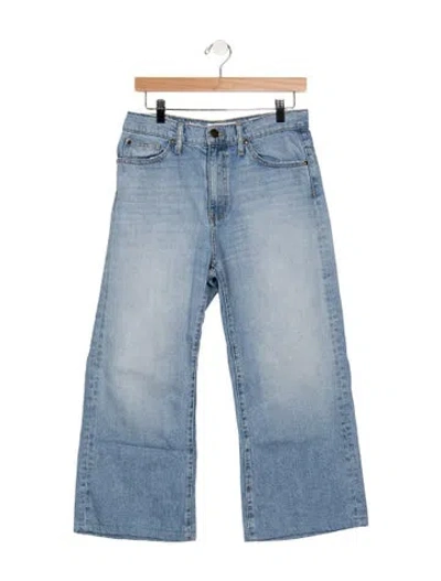 Pre-owned The Great Mid-rise Wide Leg Jeans In Blue