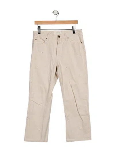 Pre-owned The Great Mid-rise Wide Leg Jeans In Neutral