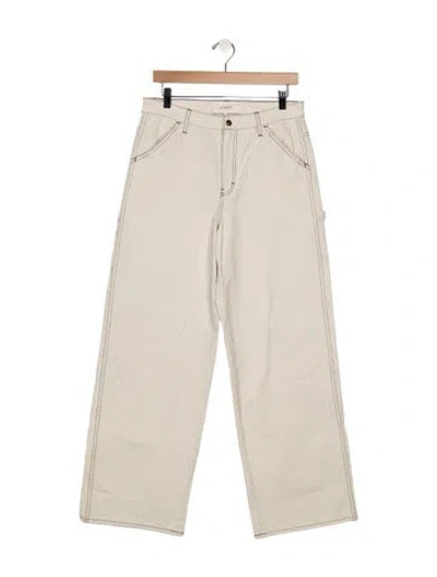 Pre-owned The Great Mid-rise Wide Leg Jeans In Neutrals