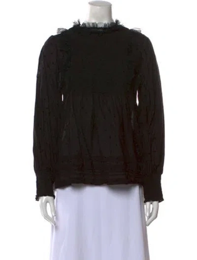 Pre-owned The Great Mock Neck Long Sleeve Blouse In Black