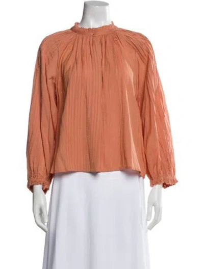 Pre-owned The Great Mock Neck Long Sleeve Blouse In Orange
