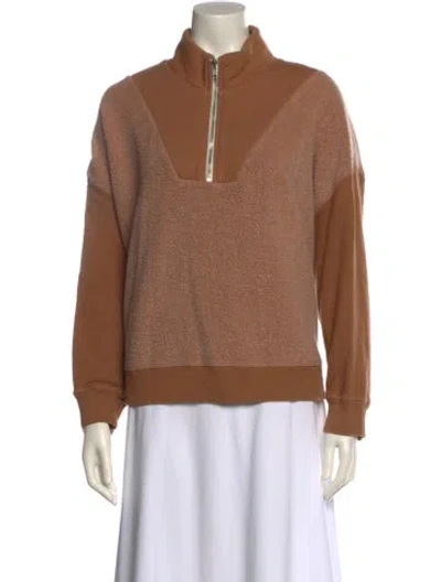 Pre-owned The Great Mock Neck Long Sleeve Sweatshirt In Brown