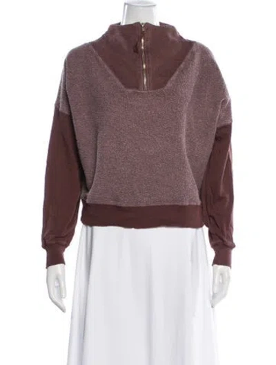 Pre-owned The Great Mock Neck Long Sleeve Sweatshirt In Brown
