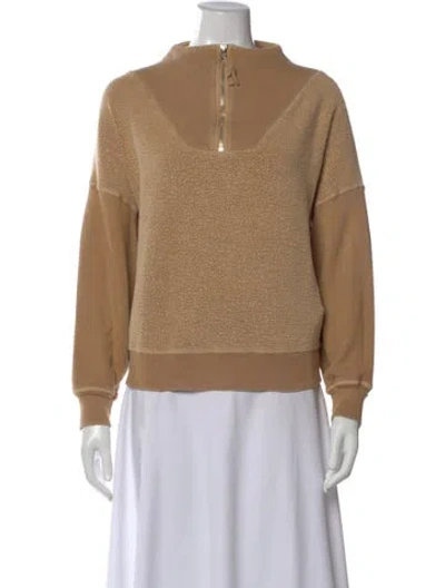 Pre-owned The Great Mock Neck Long Sleeve Sweatshirt In Brown