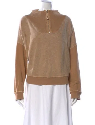 Pre-owned The Great Mock Neck Long Sleeve Sweatshirt In Brown