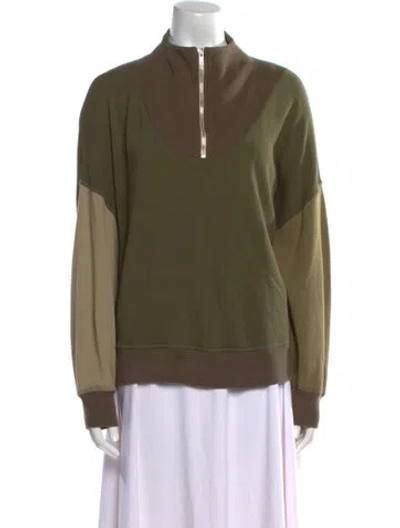Pre-owned The Great Mock Neck Long Sleeve Sweatshirt In Green