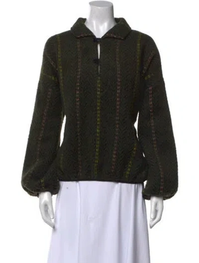 Pre-owned The Great Mock Neck Long Sleeve Sweatshirt In Green