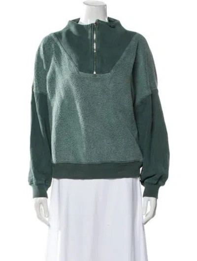 Pre-owned The Great Mock Neck Long Sleeve Sweatshirt In Green