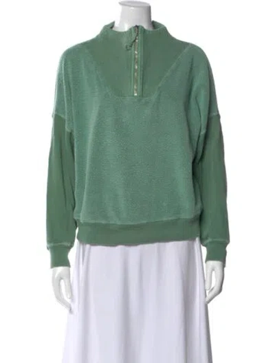 Pre-owned The Great Mock Neck Long Sleeve Sweatshirt In Green
