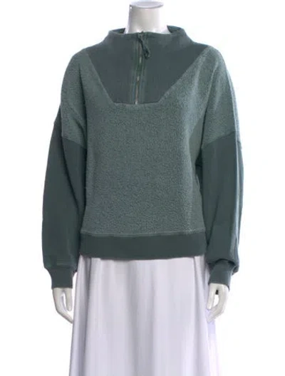 Pre-owned The Great Mock Neck Long Sleeve Sweatshirt In Green
