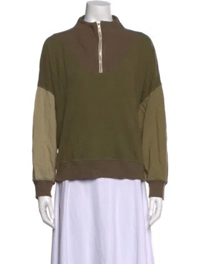 Pre-owned The Great Mock Neck Long Sleeve Sweatshirt In Green