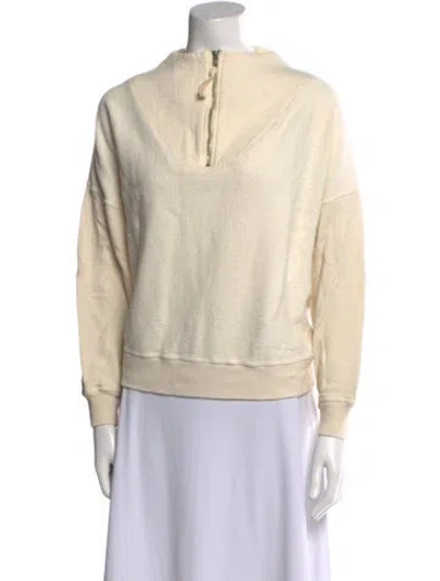 Pre-owned The Great Mock Neck Long Sleeve Sweatshirt In White