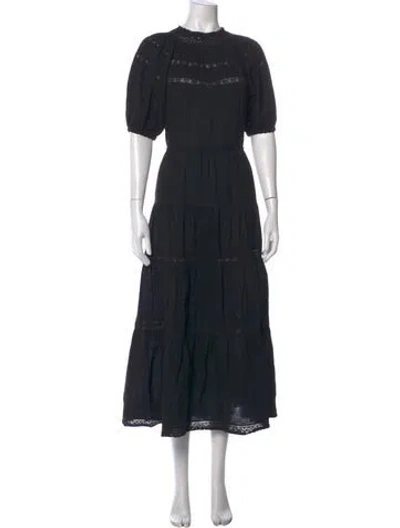 Pre-owned The Great Mock Neck Midi Length Dress In Black