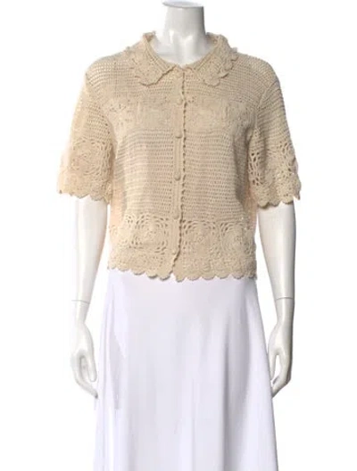 Pre-owned The Great Mock Neck Short Sleeve Crop Top In Neutral