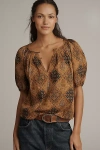 The Great Moorland Puff-sleeve Top In Brown