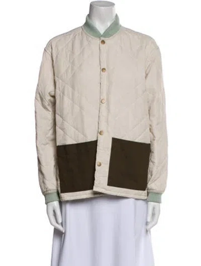 Pre-owned The Great Nylon Colorblock Pattern Bomber Jacket In Neutral