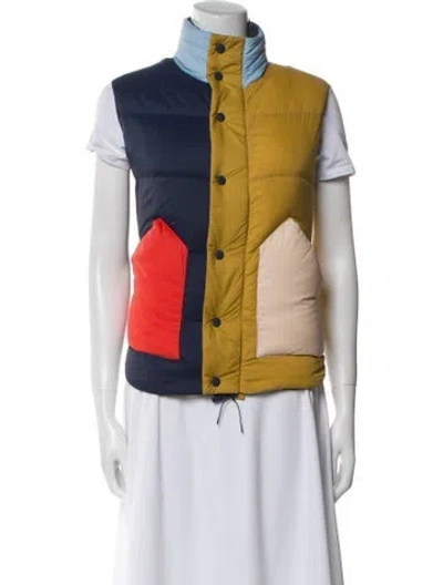 Pre-owned The Great Nylon Colorblock Pattern Down Jacket In Yellow