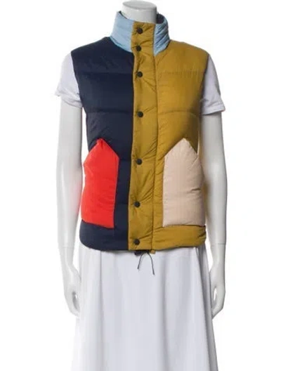 Pre-owned The Great Nylon Colorblock Pattern Down Jacket In Yellow