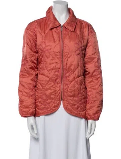 Pre-owned The Great Nylon Faux Fur Jacket In Orange