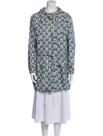 Pre-owned The Great Nylon Floral Print Jacket In Blue