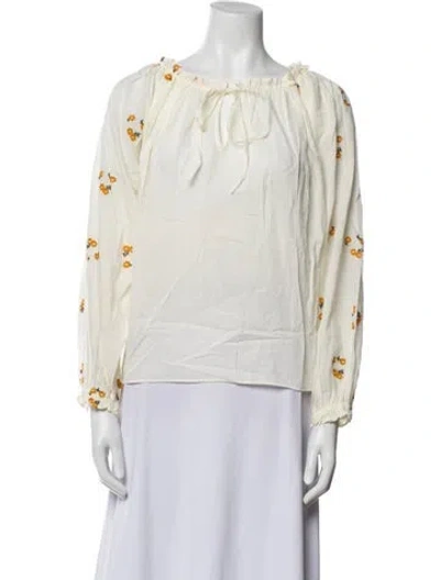 Pre-owned The Great Off-the-shoulder Long Sleeve Blouse In White