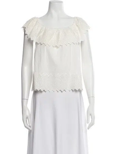 Pre-owned The Great Off-the-shoulder Short Sleeve Blouse W/ Tags In White